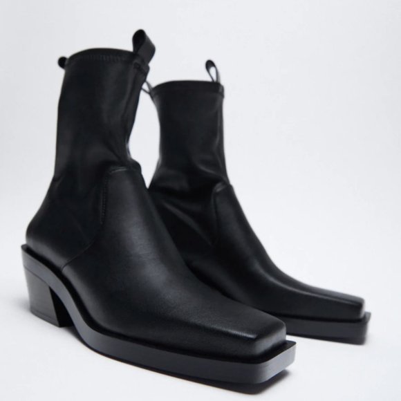 Zara Shoes - Zara HEELED SQUARE TOE COWBOY ANKLE BOOTS